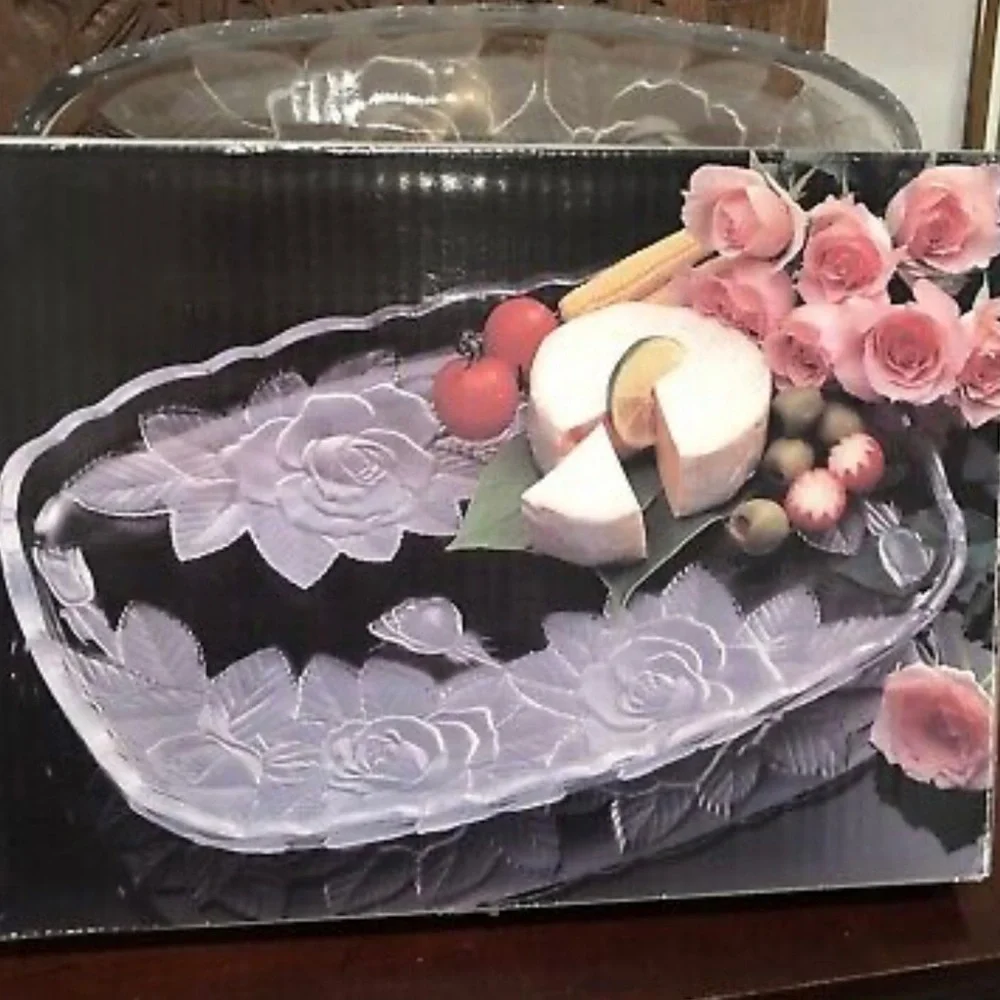 Vntg Studio Nova Winter Rose Hors D'Oeuvre Oblong Serving Plate